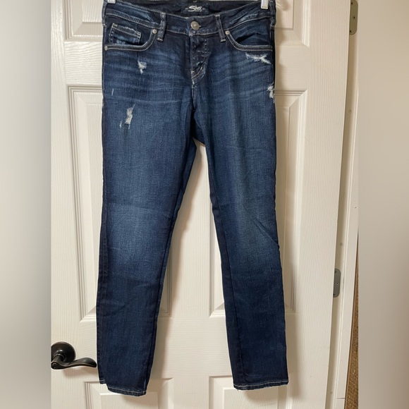 SILVER JEAN Sam Boyfriend Mid Rise Slim Leg Slightly Distressed W26/L27 - Picture 2 of 8